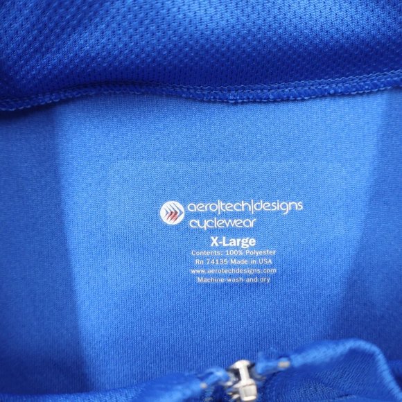 Aero Tech Designs 1/2 Zip Blue Leisure Bike Cycling Jersey Sz XL 3 Back Pockets - Picture 2 of 8